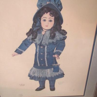 26 1/4" x 33" Framed Print of Antique Doll - Signed/Numbered By Ron Kirkham-"Annette French Bisque Tete Jumeau"-