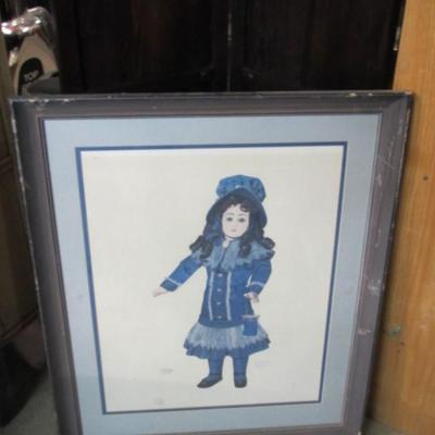 26 1/4" x 33" Framed Print of Antique Doll - Signed/Numbered By Ron Kirkham-"Annette French Bisque Tete Jumeau"-