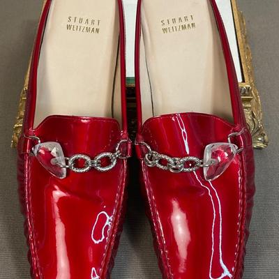 Stuart Weitzman Red patent leather Mules Slide shoes New!