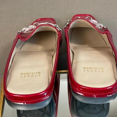Stuart Weitzman Red patent leather Mules Slide shoes New!