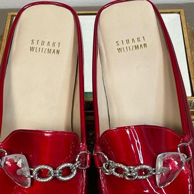 Stuart Weitzman Red patent leather Mules Slide shoes New!