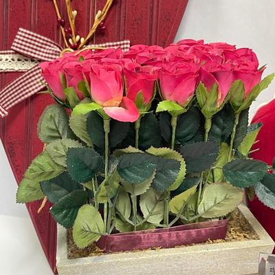 Valentine Decor Lot - Sign, Pillow, Roses, Candleholder, Doll or Stuffie Sweater etc
