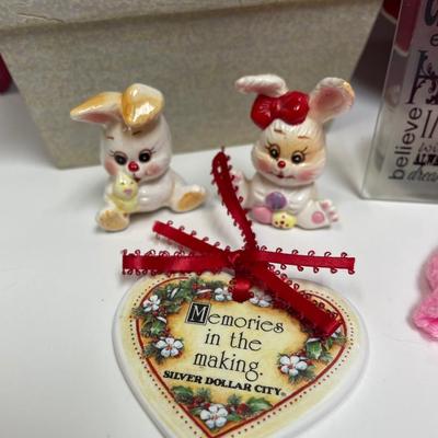 Valentine Decor Lot - Sign, Pillow, Roses, Candleholder, Doll or Stuffie Sweater etc