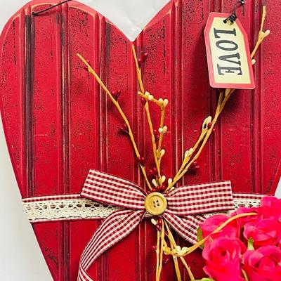 Valentine Decor Lot - Sign, Pillow, Roses, Candleholder, Doll or Stuffie Sweater etc
