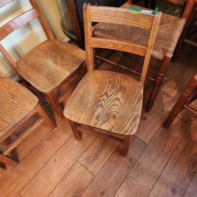 4 Vintage Solid Wood Children Chairs