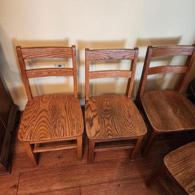 4 Vintage Solid Wood Children Chairs