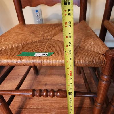 3 Vintage Ladder Back Rush Seats Chairs