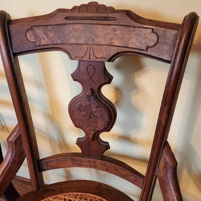 2 Antique Accent Cane Seat Chairs