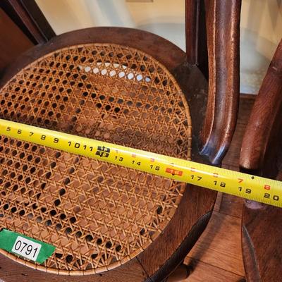 2 Antique Accent Cane Seat Chairs