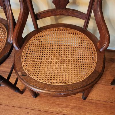 2 Antique Accent Cane Seat Chairs