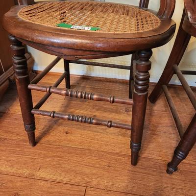 2 Antique Accent Cane Seat Chairs