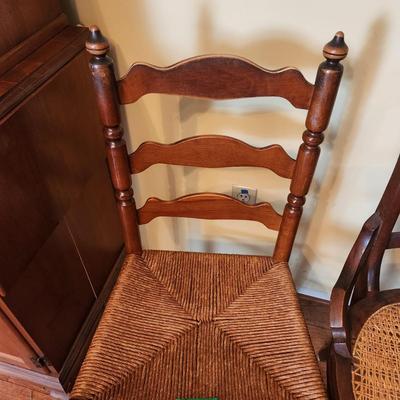 3 Vintage Accent Chairs 2 Rush 1 Cane Seats