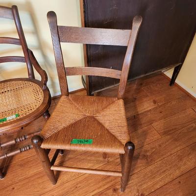 3 Vintage Accent Chairs 2 Rush 1 Cane Seats