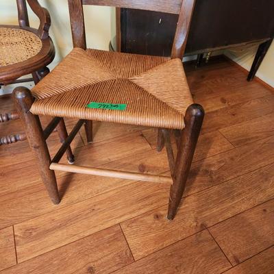 3 Vintage Accent Chairs 2 Rush 1 Cane Seats