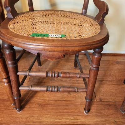 3 Vintage Accent Chairs 2 Rush 1 Cane Seats