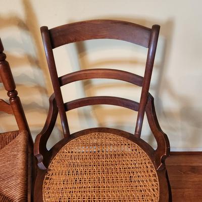 3 Vintage Accent Chairs 2 Rush 1 Cane Seats