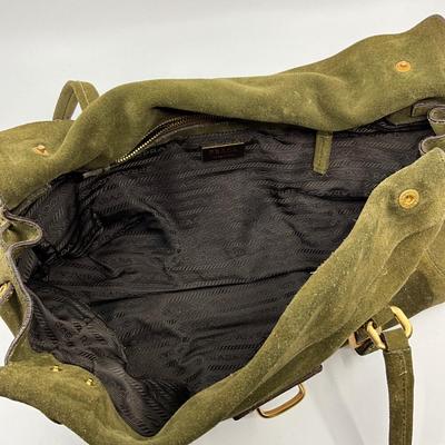 363 PRADA Olive Green Camoscio Shoulder Bag