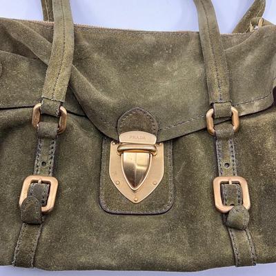 363 PRADA Olive Green Camoscio Shoulder Bag