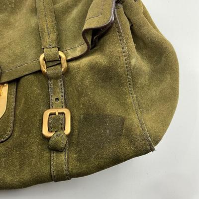 363 PRADA Olive Green Camoscio Shoulder Bag