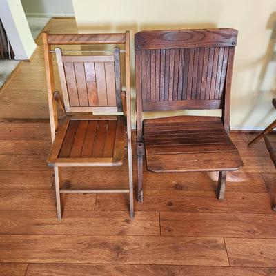 2 Vintage Wood Folding Chairs