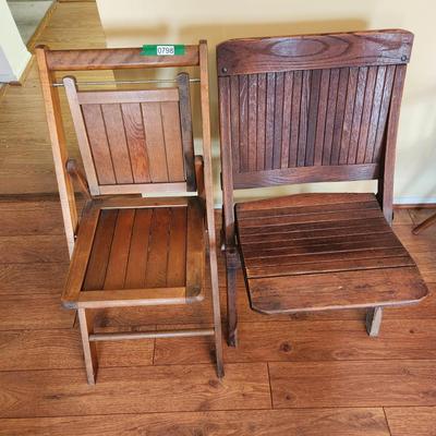 2 Vintage Wood Folding Chairs