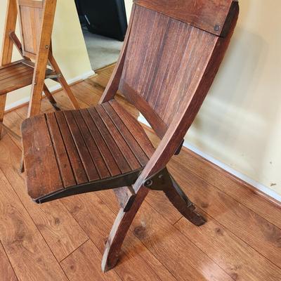 2 Vintage Wood Folding Chairs