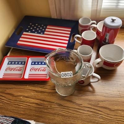 Coca-Cola Pitcher , Tray , Cups Mugs