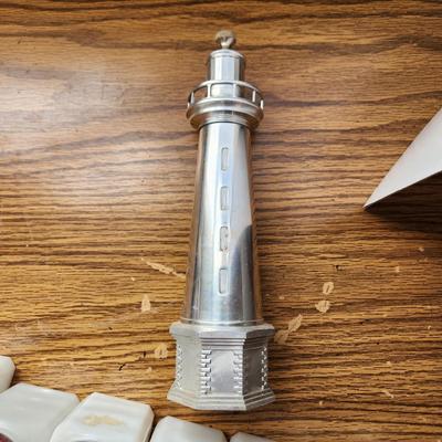 Collection of Salt Pepper & Spice Shakers Milk Glass Blue Glass Lighthouse Pepper mill