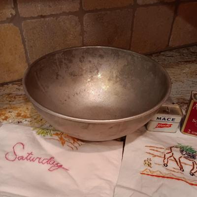 FLOUR SACK EMBROIDERED DISH TOWELS, OLD SPICE CONTAINERS AND MORE