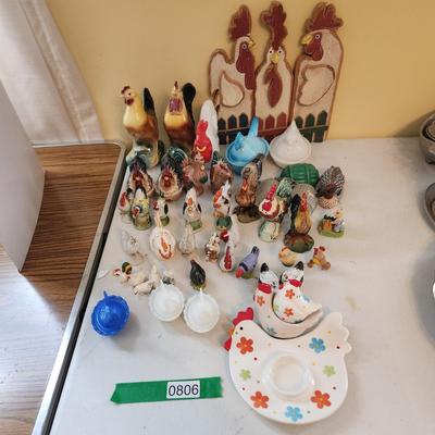 Collection of Chickens Shakers, Dishes, Figurines