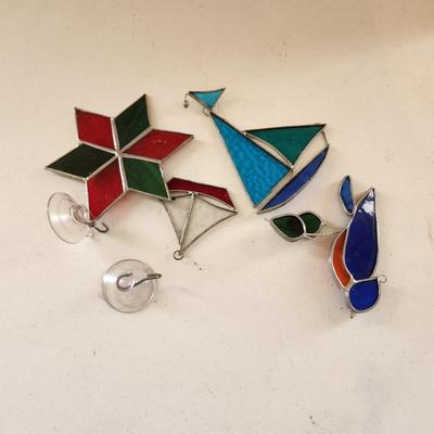 Lot of Stain Glass Decor Window Hangers
