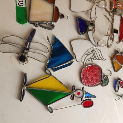 Lot of Stain Glass Decor Window Hangers