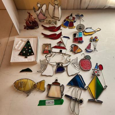 Lot of Stain Glass Decor Window Hangers