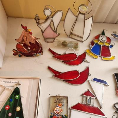 Lot of Stain Glass Decor Window Hangers