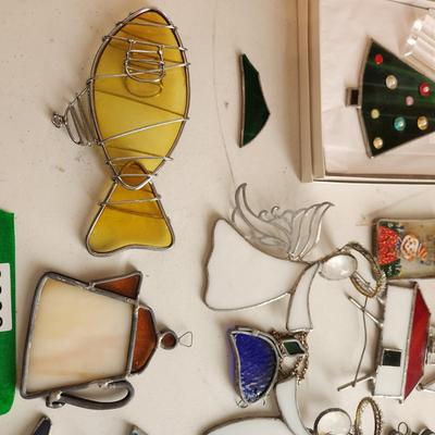 Lot of Stain Glass Decor Window Hangers