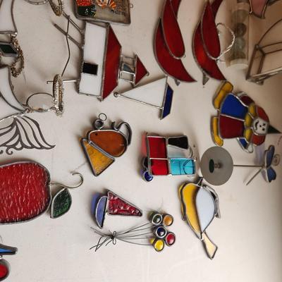 Lot of Stain Glass Decor Window Hangers