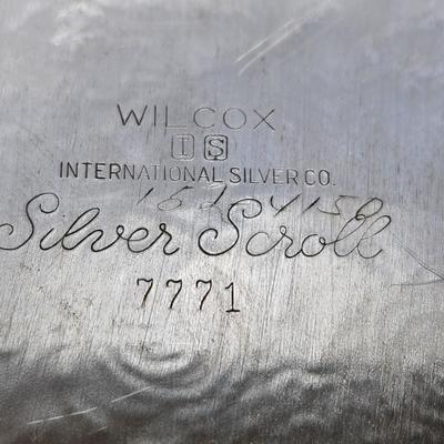 Collection of Wilcox Rogers Wallace Silverplate Platters Butter dish Candle holders Dishes Vanity Mirror brush comb