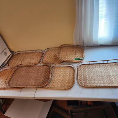 Lot of Rattan Bamboo Trays