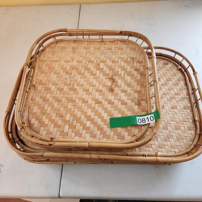 Lot of Rattan Bamboo Trays