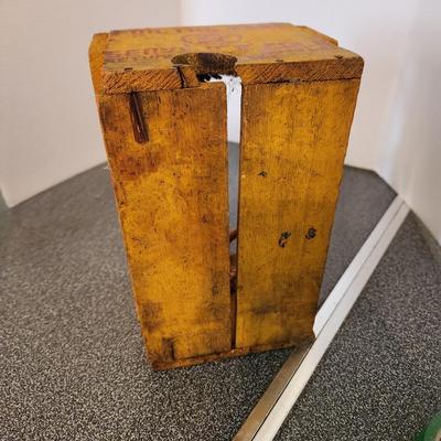 Vintage Yellow Red Coca-Cola Wooden 6 Pack Crate w Rope handle