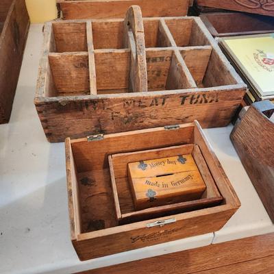 Large lot of Vintage Wooden Crates Sewing Machine Drawers Ivory Soap Cigar Boxes