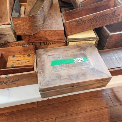 Large lot of Vintage Wooden Crates Sewing Machine Drawers Ivory Soap Cigar Boxes