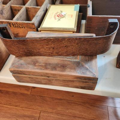 Large lot of Vintage Wooden Crates Sewing Machine Drawers Ivory Soap Cigar Boxes