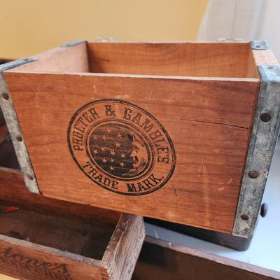 Large lot of Vintage Wooden Crates Sewing Machine Drawers Ivory Soap Cigar Boxes