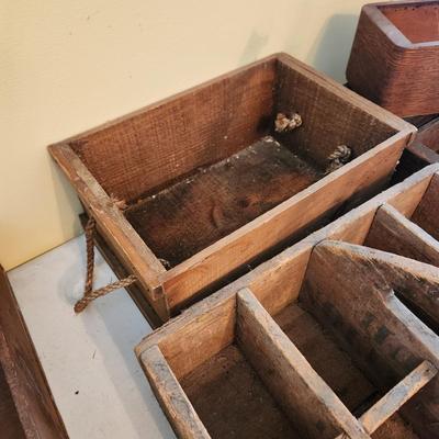 Large lot of Vintage Wooden Crates Sewing Machine Drawers Ivory Soap Cigar Boxes