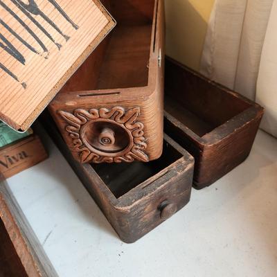 Large lot of Vintage Wooden Crates Sewing Machine Drawers Ivory Soap Cigar Boxes