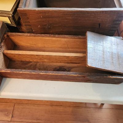 Large lot of Vintage Wooden Crates Sewing Machine Drawers Ivory Soap Cigar Boxes