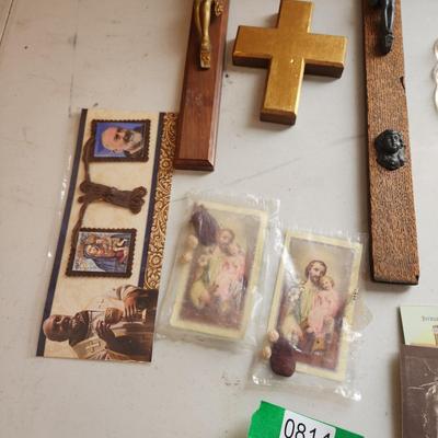 Lot of Religious Items Crosses Statues Rosary