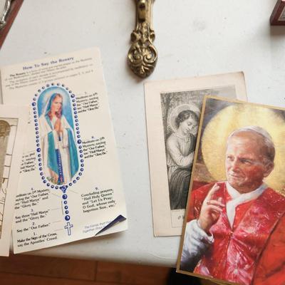 Lot of Religious Items Crosses Statues Rosary