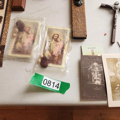 Lot of Religious Items Crosses Statues Rosary